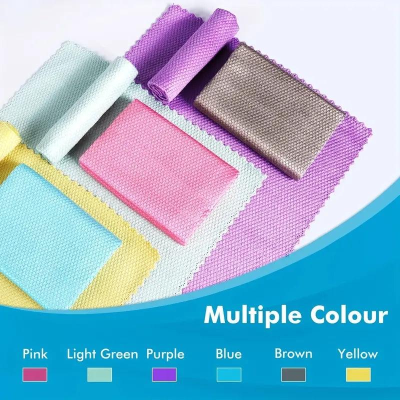 10pcs Microfiber Square Kitchen Dish Cloth Fish Scale Pattern Dish Towels
