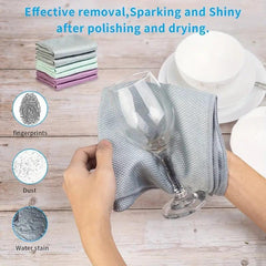 10pcs Microfiber Square Kitchen Dish Cloth Fish Scale Pattern Dish Towels