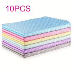 10pcs Microfiber Square Kitchen Dish Cloth Fish Scale Pattern Dish Towels