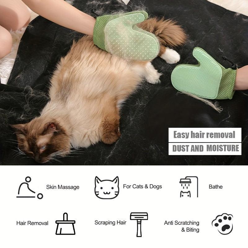 Pet Hair Remover Gloves Deshedding Brush Dog Cat Grooming Mitt Massage