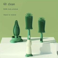 1pc Silicone Bottle Brush Three-in-One Rotating Cleaning Brush