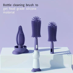 1pc Silicone Bottle Brush Three-in-One Rotating Cleaning Brush