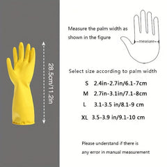 Yellow Reusable Rubber Gloves Household Cleaning Kitchen Dishwashing Non slip