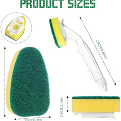 7pcs Heavy Duty Dish Wand Sponge Brush with Handle Replacement Heads