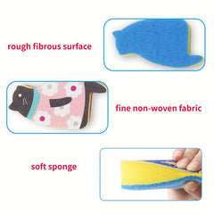 Cat Cartoon Dishwashing Sponge Brush Household Cleaning Tools