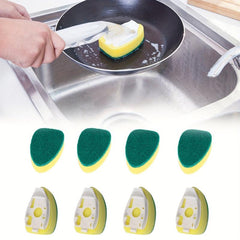 8pcs Durable Sponge Heads for Dishwashing Brush