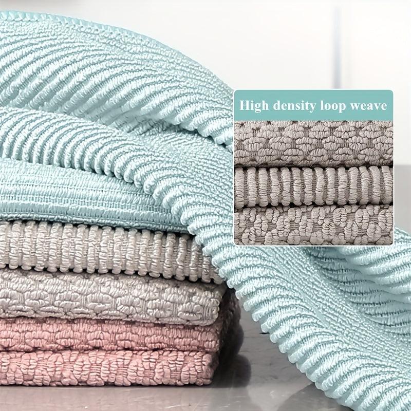 5pcs Double Sided Dishwashing Cloth, Absorbent Kitchen Cleaning Towel