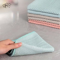 5pcs Double Sided Dishwashing Cloth, Absorbent Kitchen Cleaning Towel