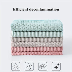 5pcs Double Sided Dishwashing Cloth, Absorbent Kitchen Cleaning Towel