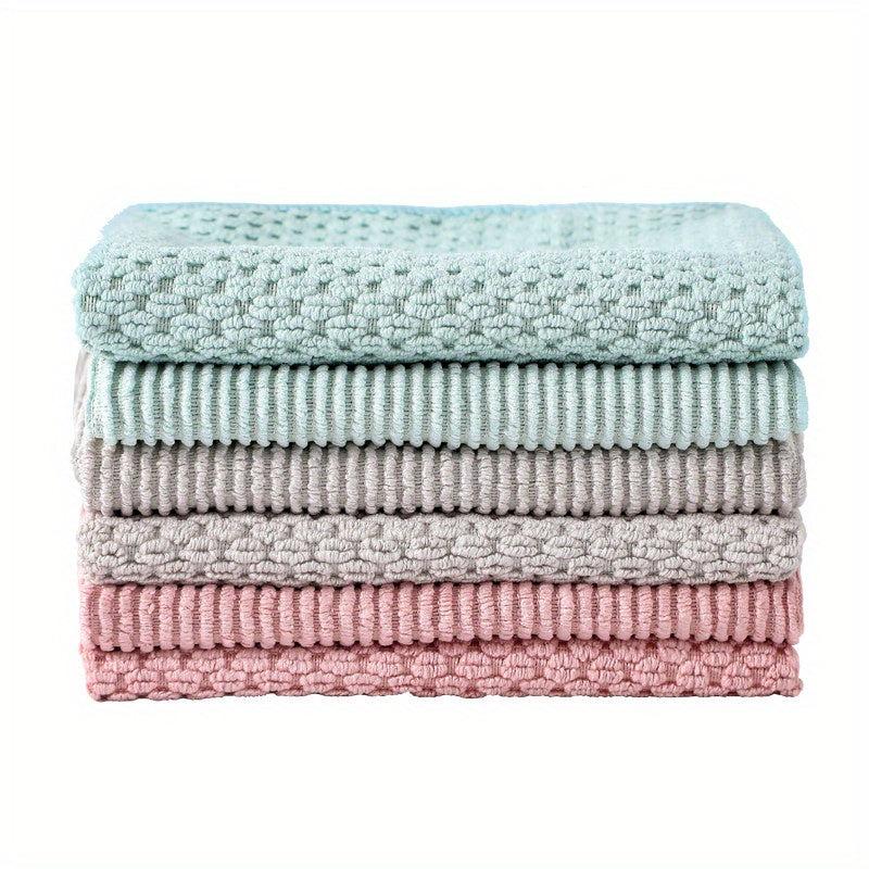 5pcs Double Sided Dishwashing Cloth, Absorbent Kitchen Cleaning Towel
