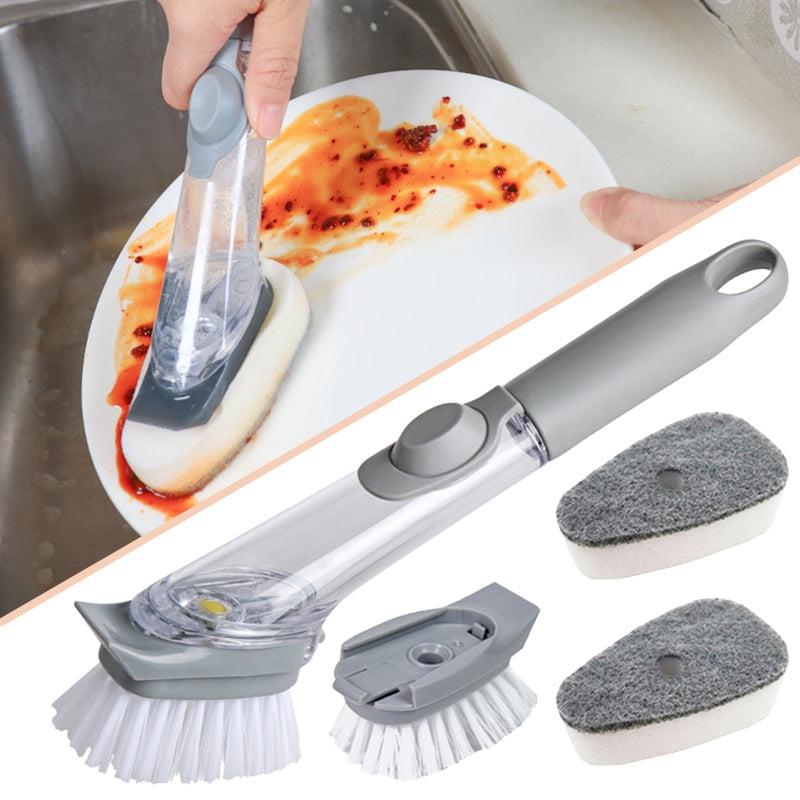 Kitchen Cleaning Long Handle Dish Brush with Soap Dispenser