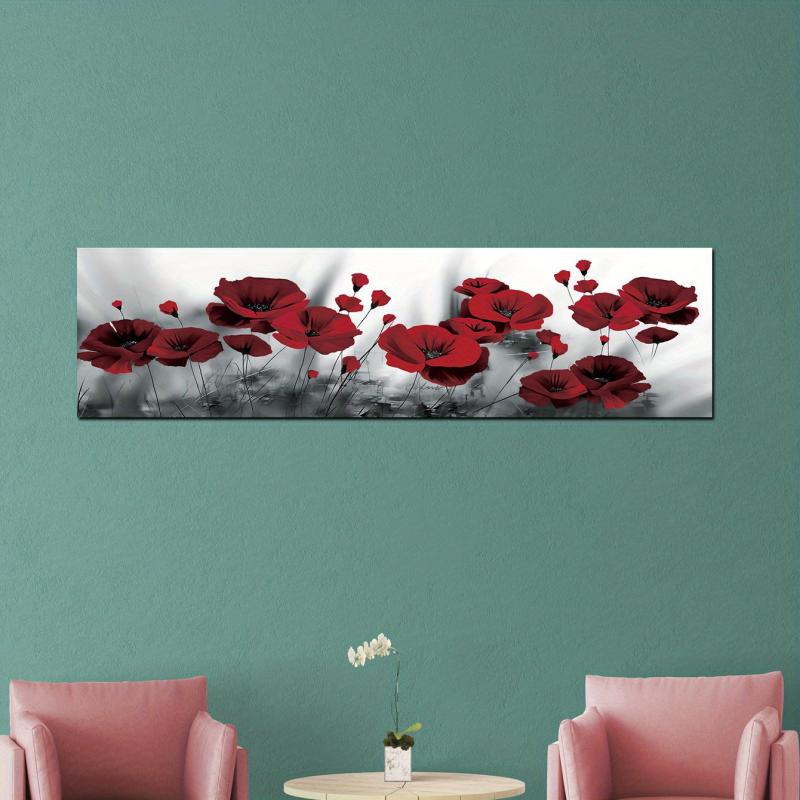 Big Size Art Poster & Red Rose Flower Canvas Wall Art - Modern Home Decor