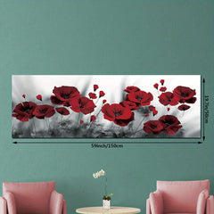 Big Size Art Poster & Red Rose Flower Canvas Wall Art - Modern Home Decor