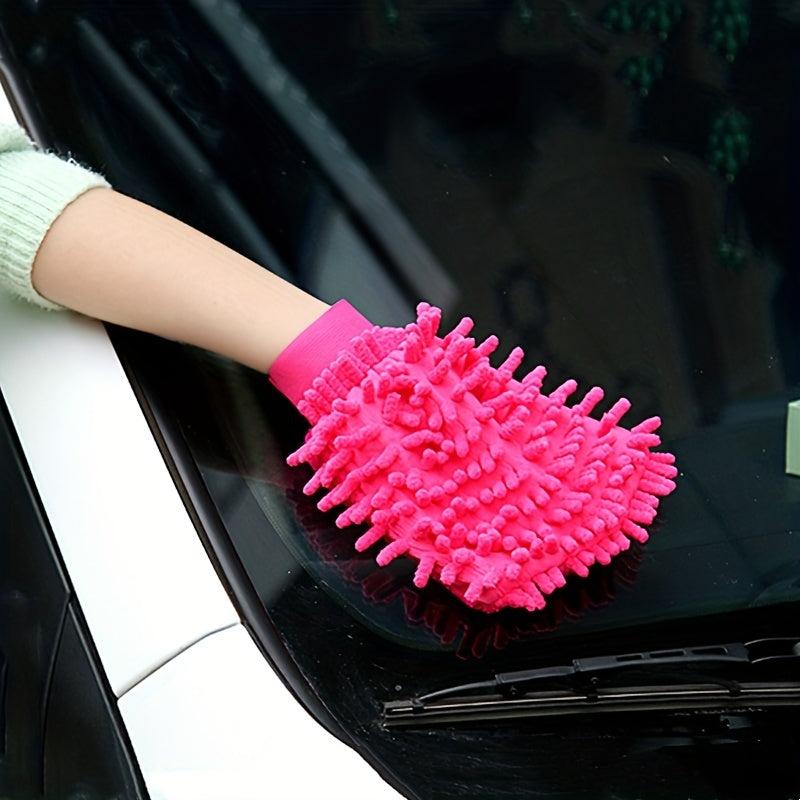 1pc Chenille Car Wash Gloves Microfiber Household Cleaning Gloves Random