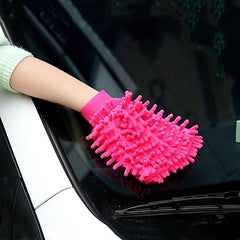 1pc Chenille Car Wash Gloves Microfiber Household Cleaning Gloves Random