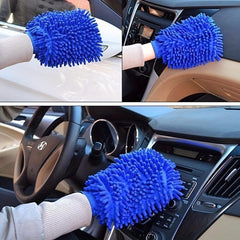 1pc Chenille Car Wash Gloves Microfiber Household Cleaning Gloves Random