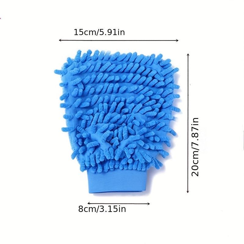 1pc Chenille Car Wash Gloves Microfiber Household Cleaning Gloves Random