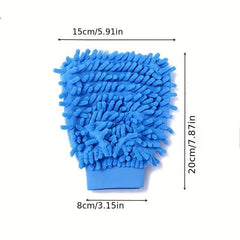 1pc Chenille Car Wash Gloves Microfiber Household Cleaning Gloves Random