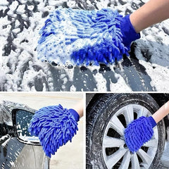 1pc Chenille Car Wash Gloves Microfiber Household Cleaning Gloves Random