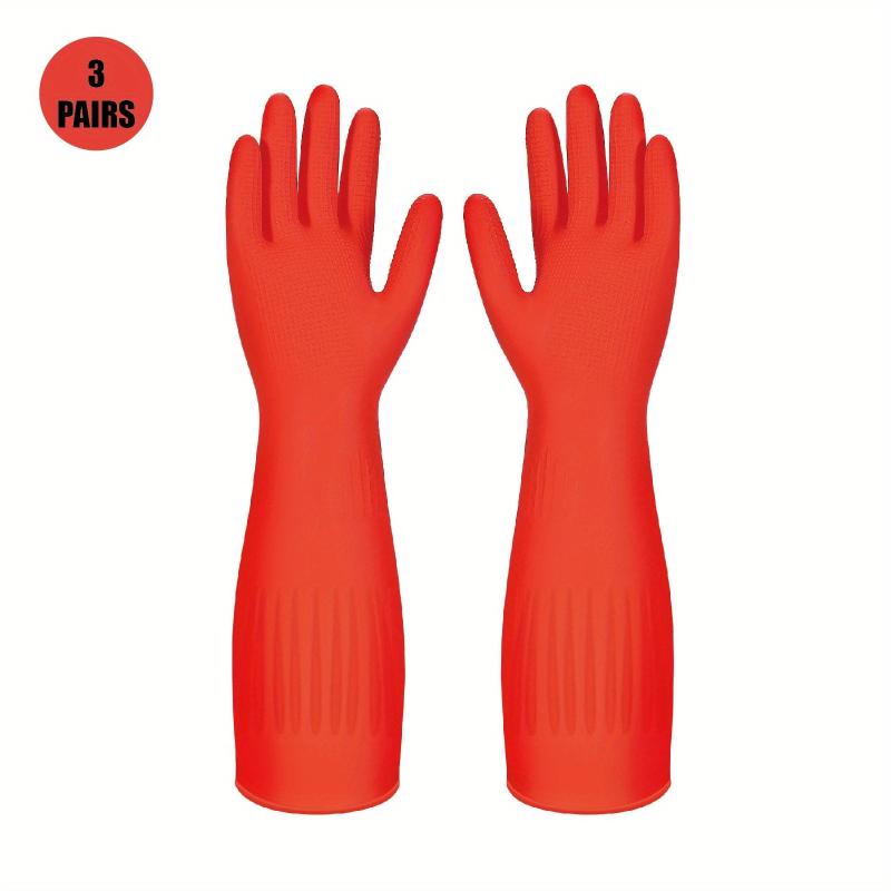 3pairs Reusable Waterproof Latex Cleaning Gloves Durable