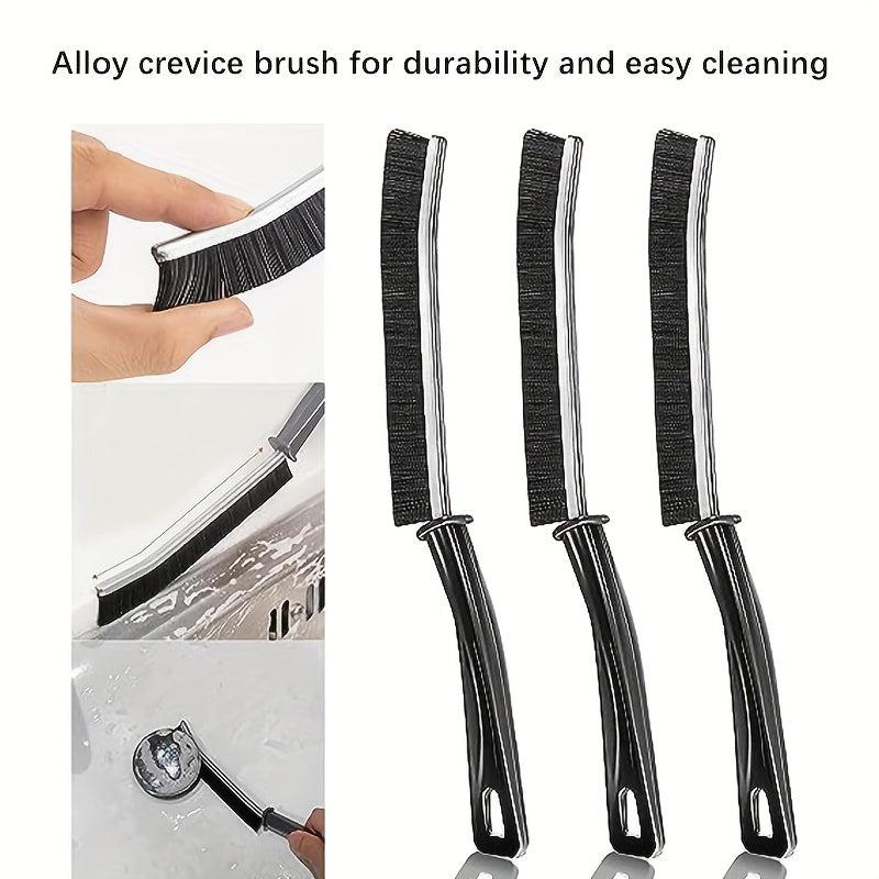 3pcs Long Handle Hard Bristle Groove Cleaning Brush