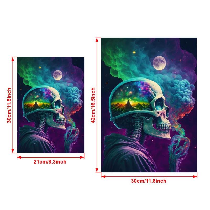 Retro Art Canvas Neon Light Skull Painting