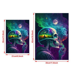 Retro Art Canvas Neon Light Skull Painting