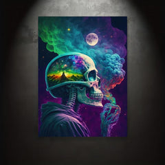 Retro Art Canvas Neon Light Skull Painting