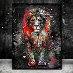 Colorful Graffiti Lion Painting On Canvas Wall Art