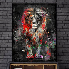 Colorful Graffiti Lion Painting On Canvas Wall Art