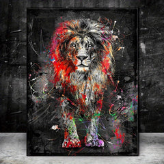 Colorful Graffiti Lion Painting On Canvas Wall Art