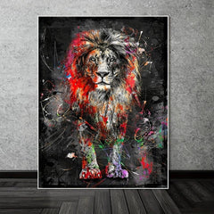 Colorful Graffiti Lion Painting On Canvas Wall Art