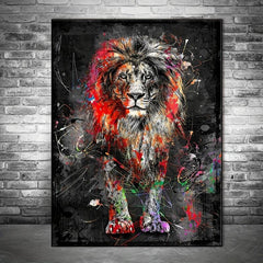 Colorful Graffiti Lion Painting On Canvas Wall Art