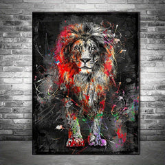 Colorful Graffiti Lion Painting On Canvas Wall Art