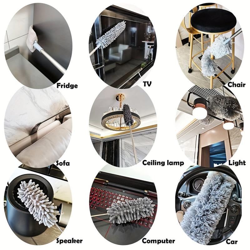 Microfiber Duster w/ Extension Rod & Replaceable Brush Heads