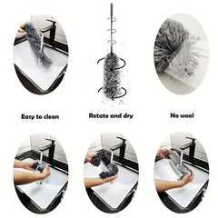 Microfiber Duster w/ Extension Rod & Replaceable Brush Heads