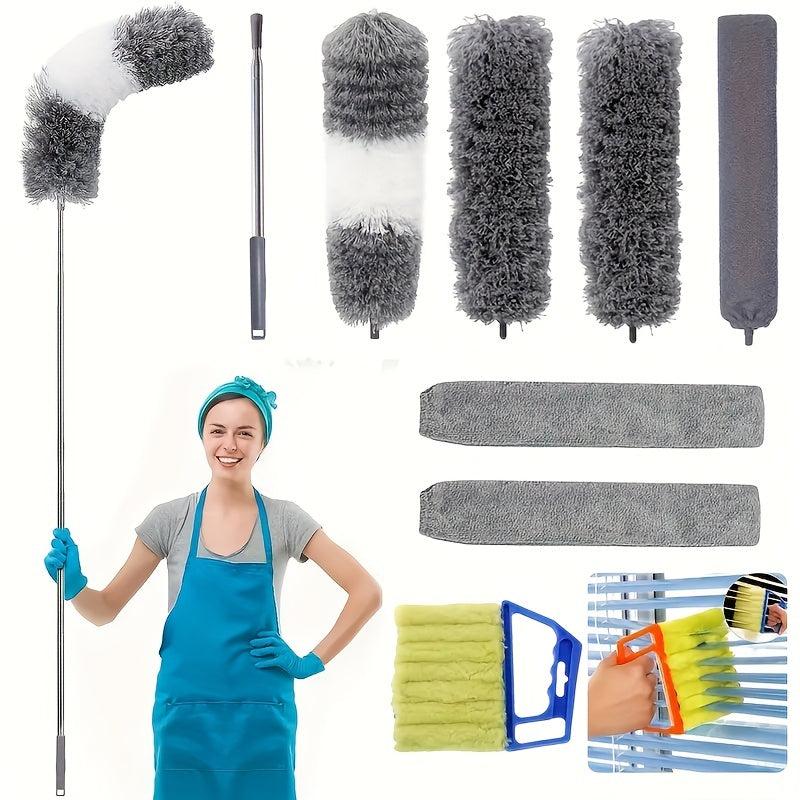 Microfiber Duster w/ Extension Rod & Replaceable Brush Heads