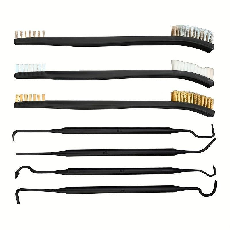 7pcs Gun Brush Cleaning Kit 3 Brushes And 4 Hooks Cleaning Tools