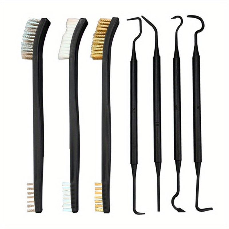 7pcs Gun Brush Cleaning Kit 3 Brushes And 4 Hooks Cleaning Tools