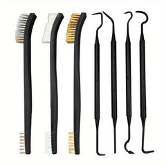 7pcs Gun Brush Cleaning Kit 3 Brushes And 4 Hooks Cleaning Tools