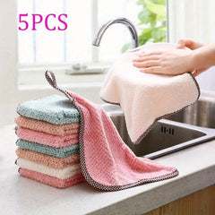 10pcs Soft Dish Towel Household Cleaning Rag Degreasing Absorbent Towel
