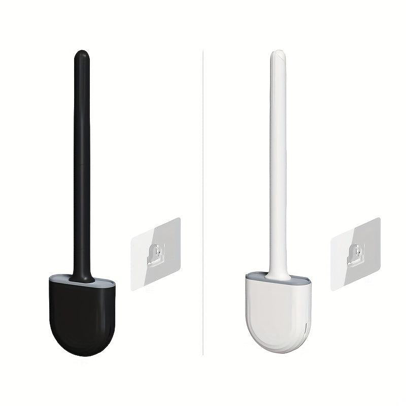 Silicone Toilet Brush With Long Handle Wall Mounted Holder