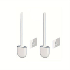 Silicone Toilet Brush With Long Handle Wall Mounted Holder