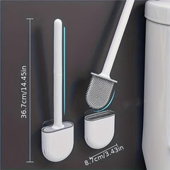 Silicone Toilet Brush With Long Handle Wall Mounted Holder