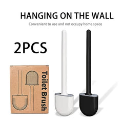 Silicone Toilet Brush With Long Handle Wall Mounted Holder