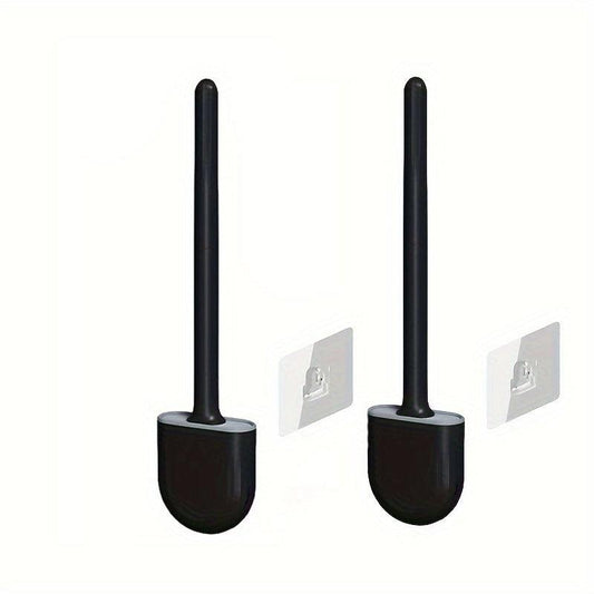 Silicone Toilet Brush With Long Handle Wall Mounted Holder