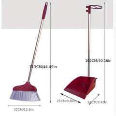 2pcs Broom and Dustpan Set Stainless Steel Handles Easy Home Cleaning