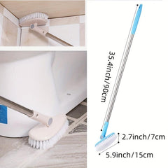Hard Bristle Floor Brush with Long Handle for Cleaning Toilets, Bathtubs & Tiles
