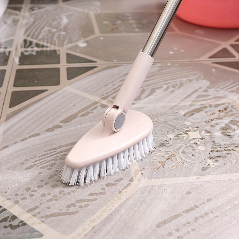 Hard Bristle Floor Brush with Long Handle for Cleaning Toilets, Bathtubs & Tiles