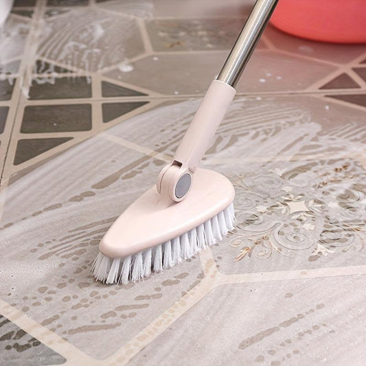 Hard Bristle Floor Brush with Long Handle for Cleaning Toilets, Bathtubs & Tiles